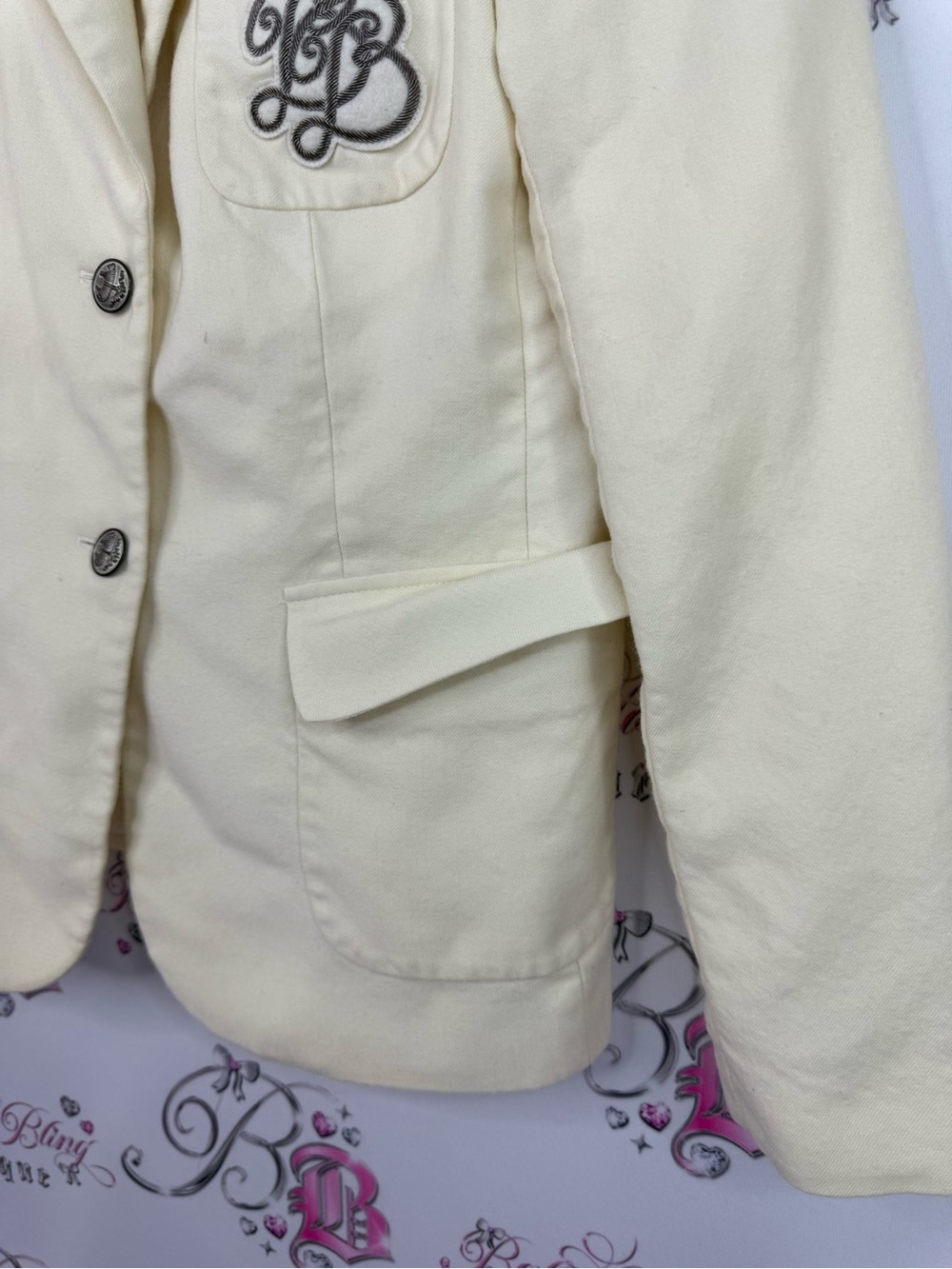 Brooks Brothers Italy jacket Cream Single-Breasted Blazer with Embroidered Crest - Picture 5 of 11